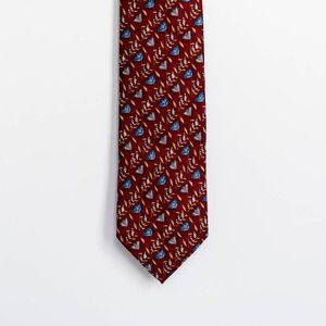 Ermenegildo Zegna Men's Designer Silk Necktie, Burgundy Red, Blue, Yellow, Italy